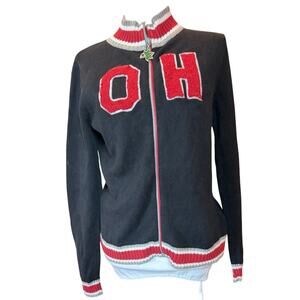 Vintage Belle Point Ohio State Women Cardigan Zip Up Ramie Cotton